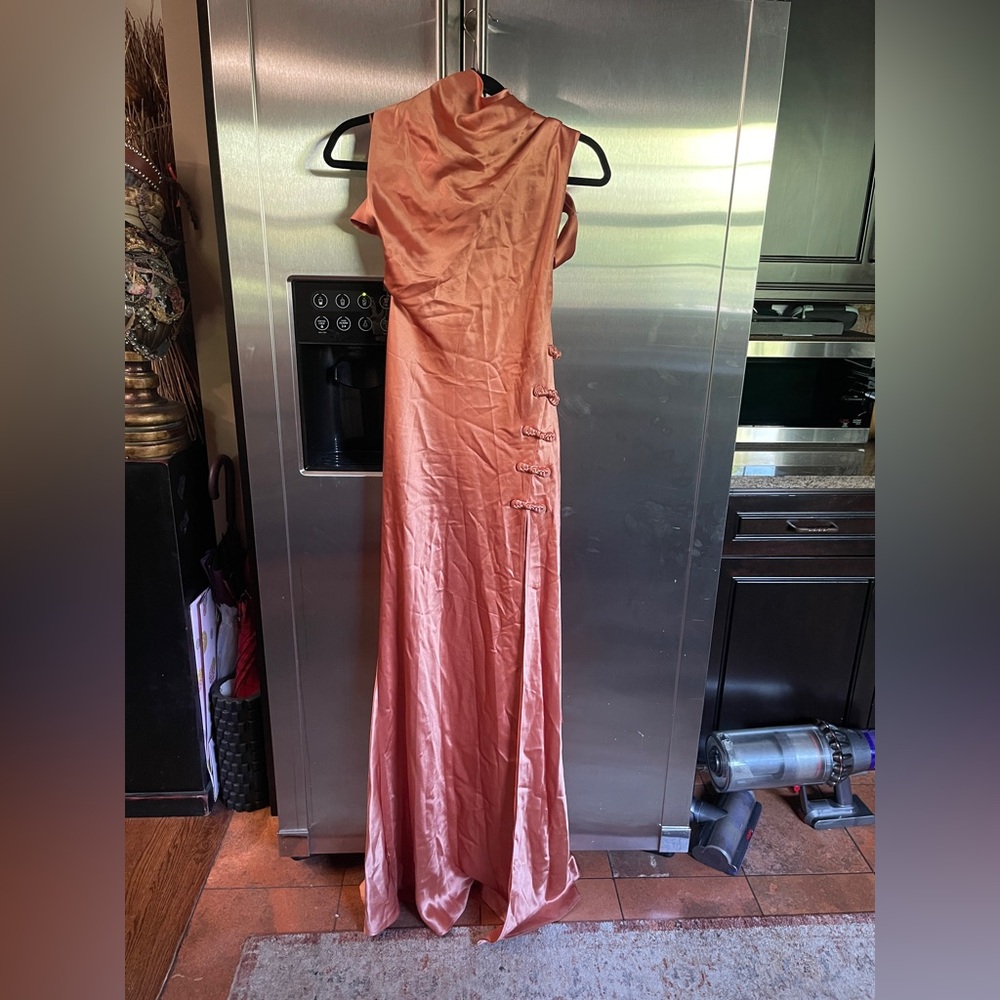 SAU LEE Priscilla Satin High-Neck Column Maxi Dress - Picture 5 of 7